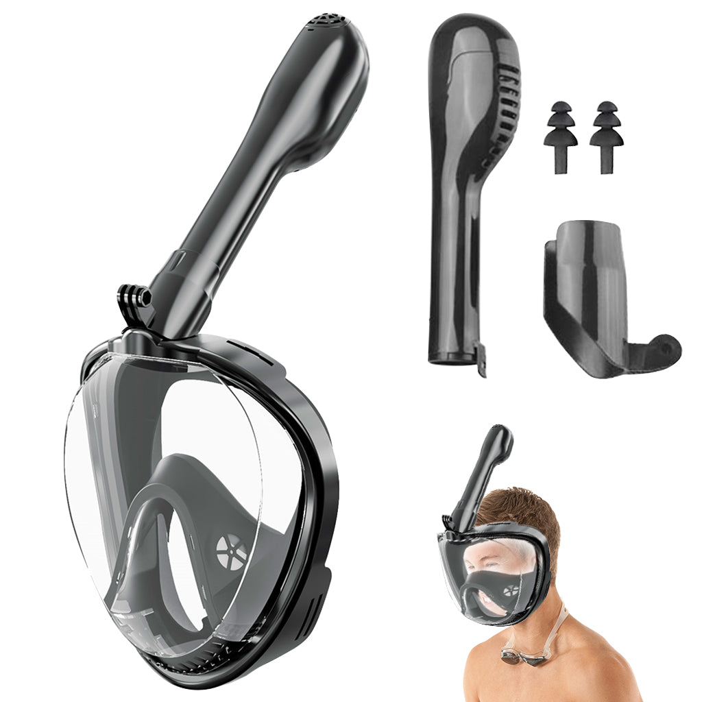 Proberos Adult Snorkel Mask, 180° Wide Angle View Anti-Fog Snorkling Face Mask with Drain Valve, Detachable Breathing Tube Design Full Face Snorkeling Mask Diving Gear with Camera Mount, L/XL Proberos Adult Snorkel Mask, 180° Wide Angle View Anti-Fog Snorkling Face Mask with Drain Valve, Detachable Breathing Tube Design Full Face Snorkeling Mask Diving Gear with Camera Mount, L/XL